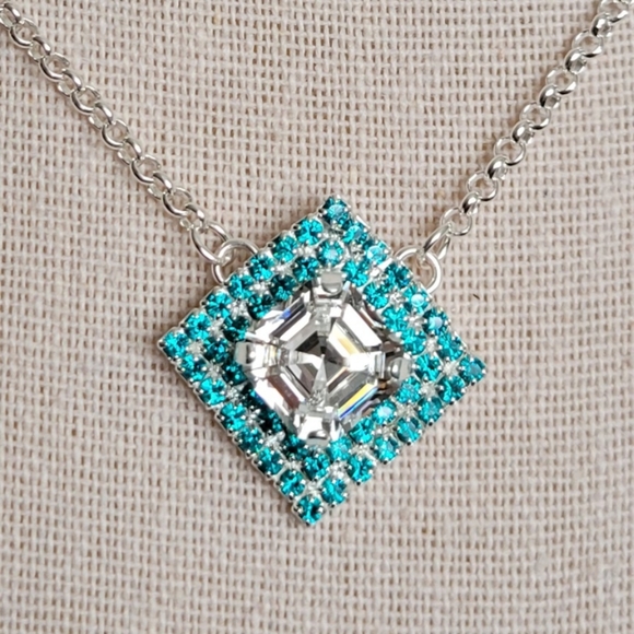 Crystal Pendant Necklace in Shiny Silver - Picture 8 of 10